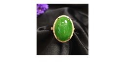 Jade Diamond Ring 18 Karat Yellow Gold