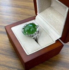 Jade Diamond Ring 18K White Gold