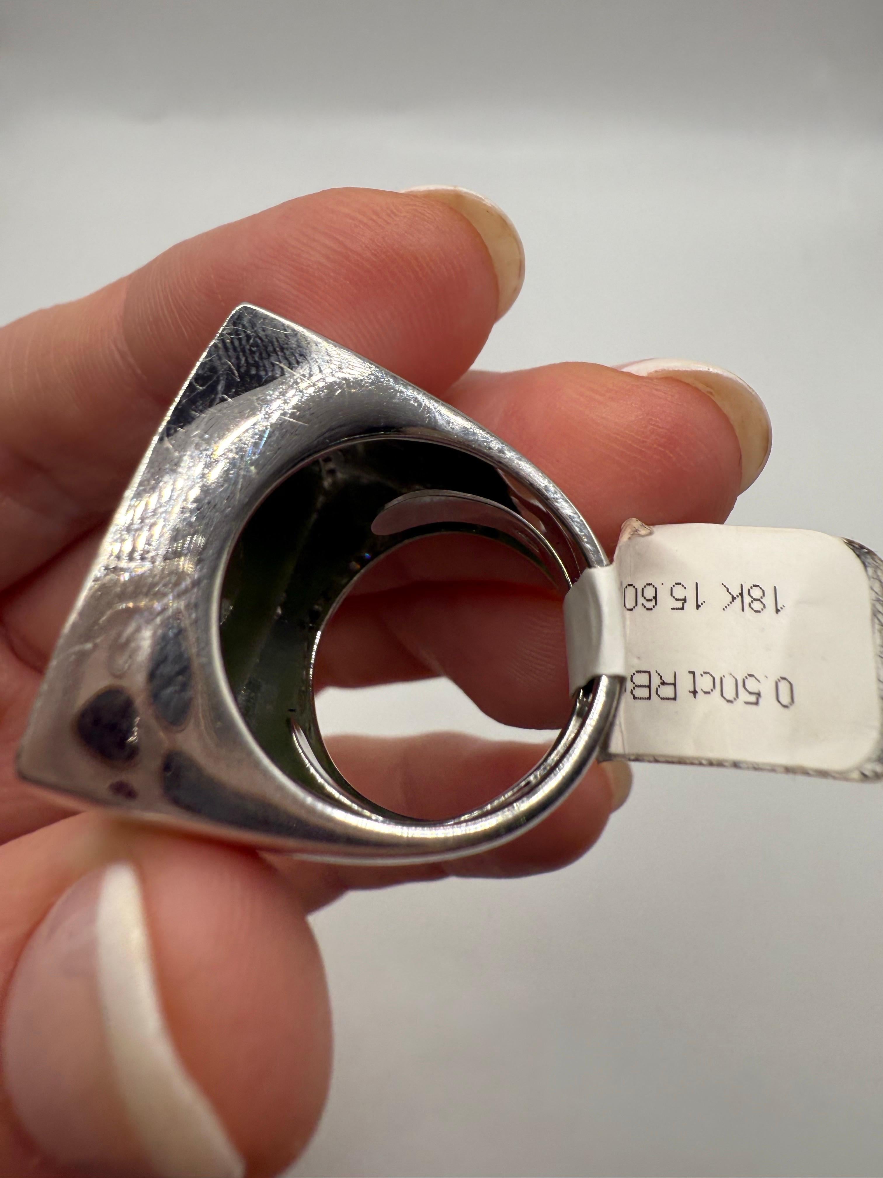 Jade Diamant Ring 18KT Weißgold Ring im Zustand „Neu“ im Angebot in Boca Raton, FL