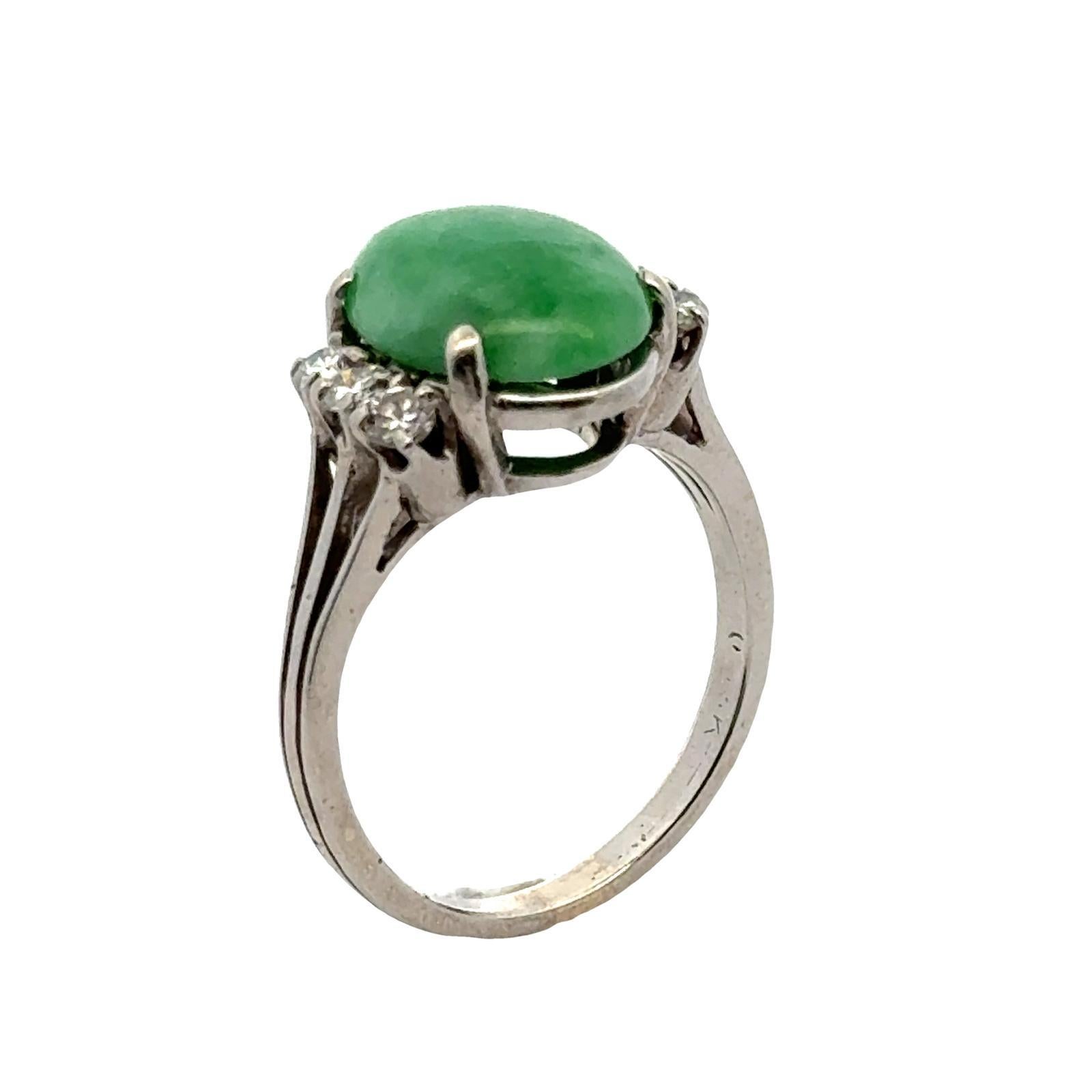 Modern Jade & Diamond Ring For Sale