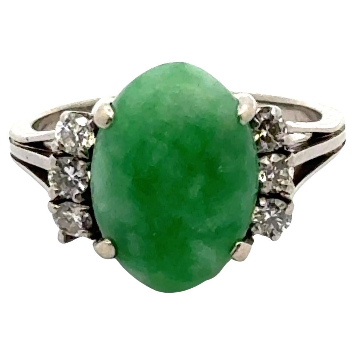 Jade & Diamond Ring For Sale