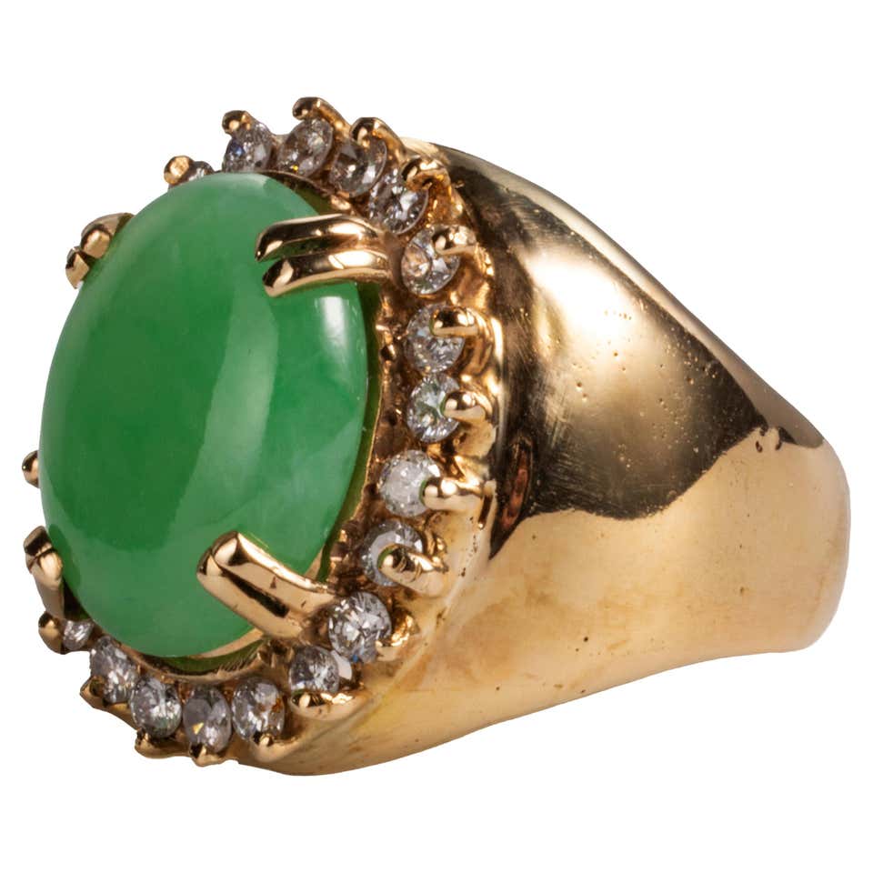 Natural Jade Diamond Ring at 1stDibs | jade and diamond ring, natural ...