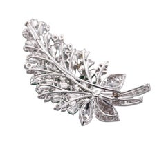 Jade Diamond White Gold Brooch
