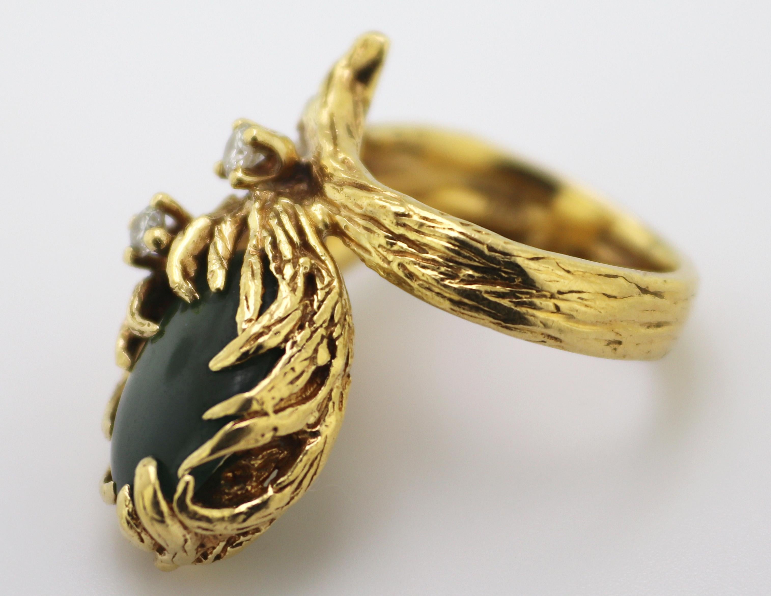 Jade, Diamond, Yellow Gold Ring For Sale at 1stDibs jade wedding ring