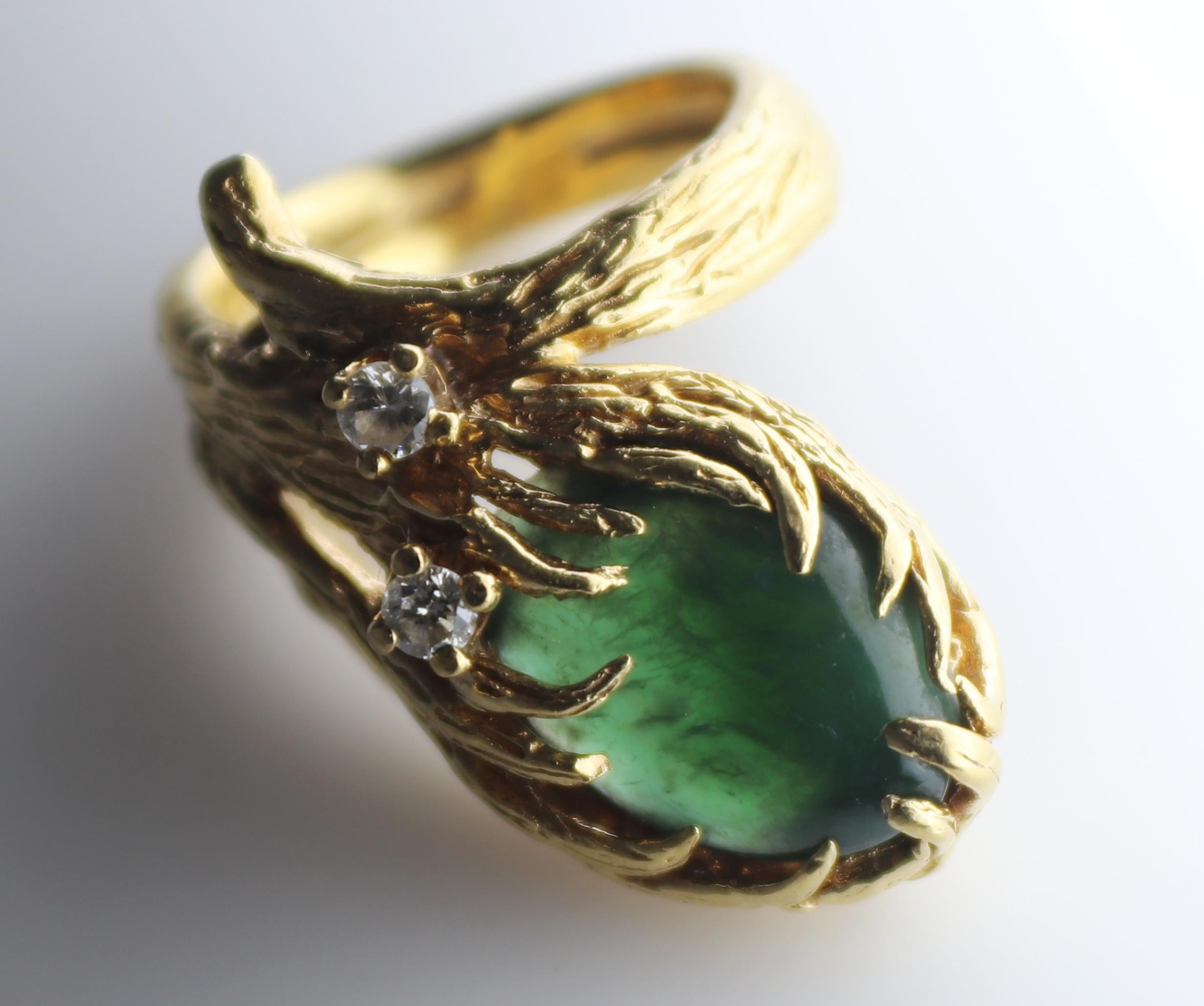 Jade, Diamond, Yellow Gold Ring For Sale at 1stDibs jade wedding ring