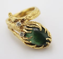 Jade, Diamond, Yellow Gold Ring