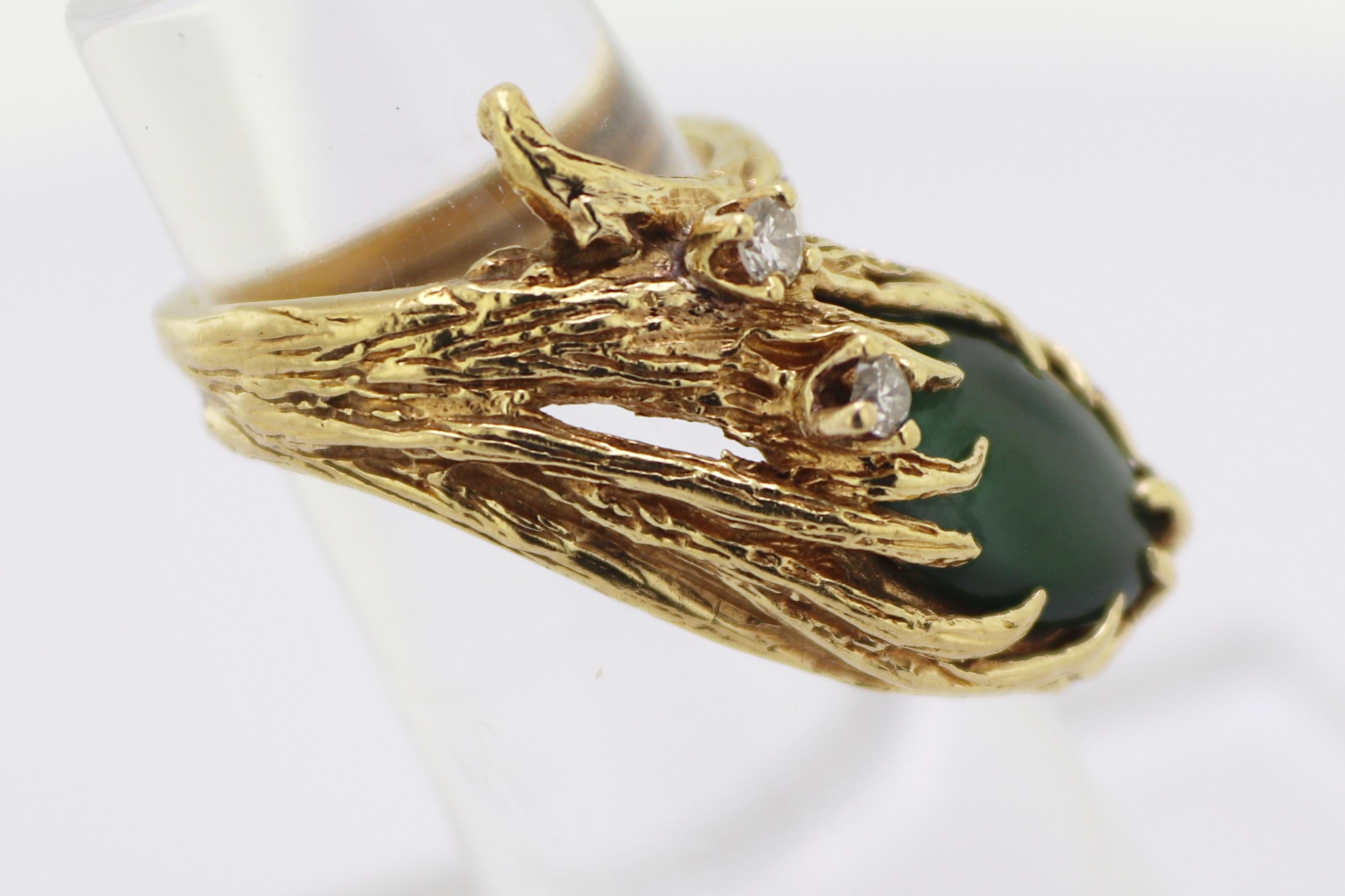 Jade, Diamond, Yellow Gold Ring For Sale at 1stDibs jade wedding ring