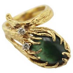 Jade, Diamond, Yellow Gold Ring