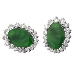 Jade Diamonds 18 Karat White Gold Earrings