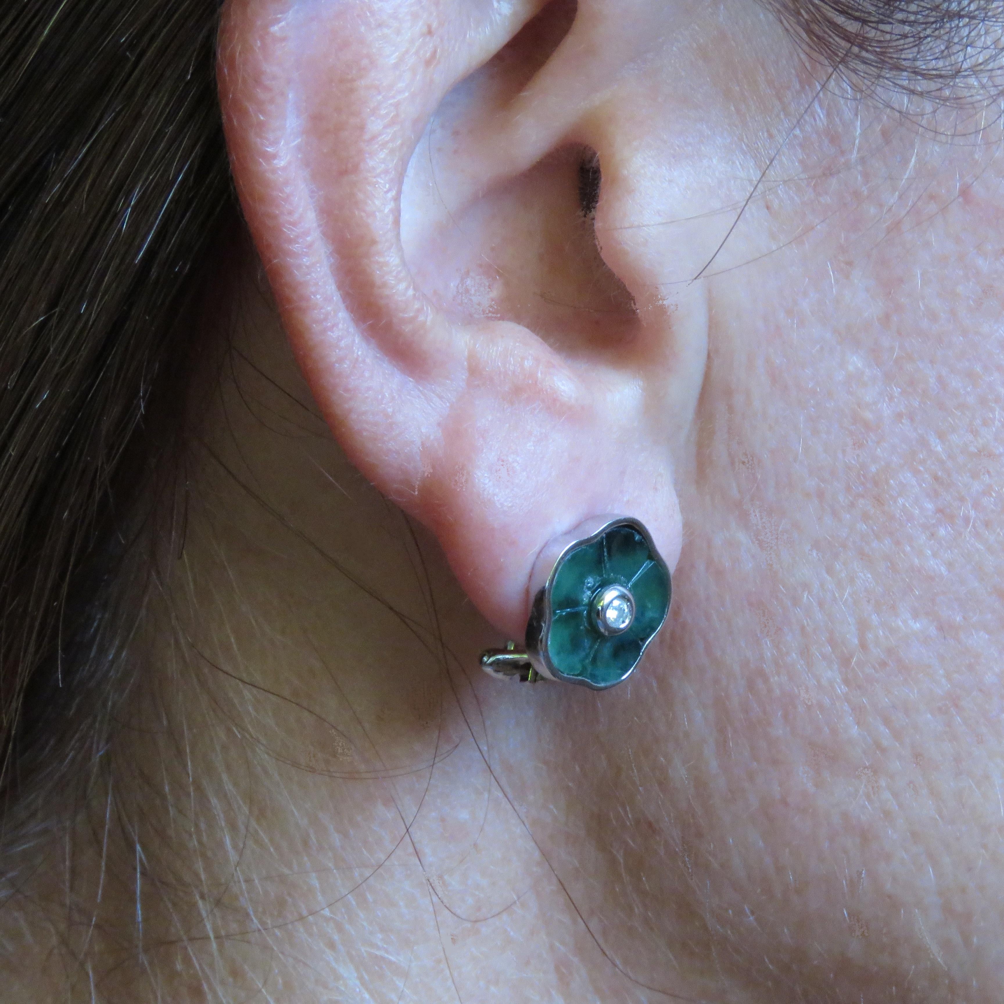 jade clip on earrings