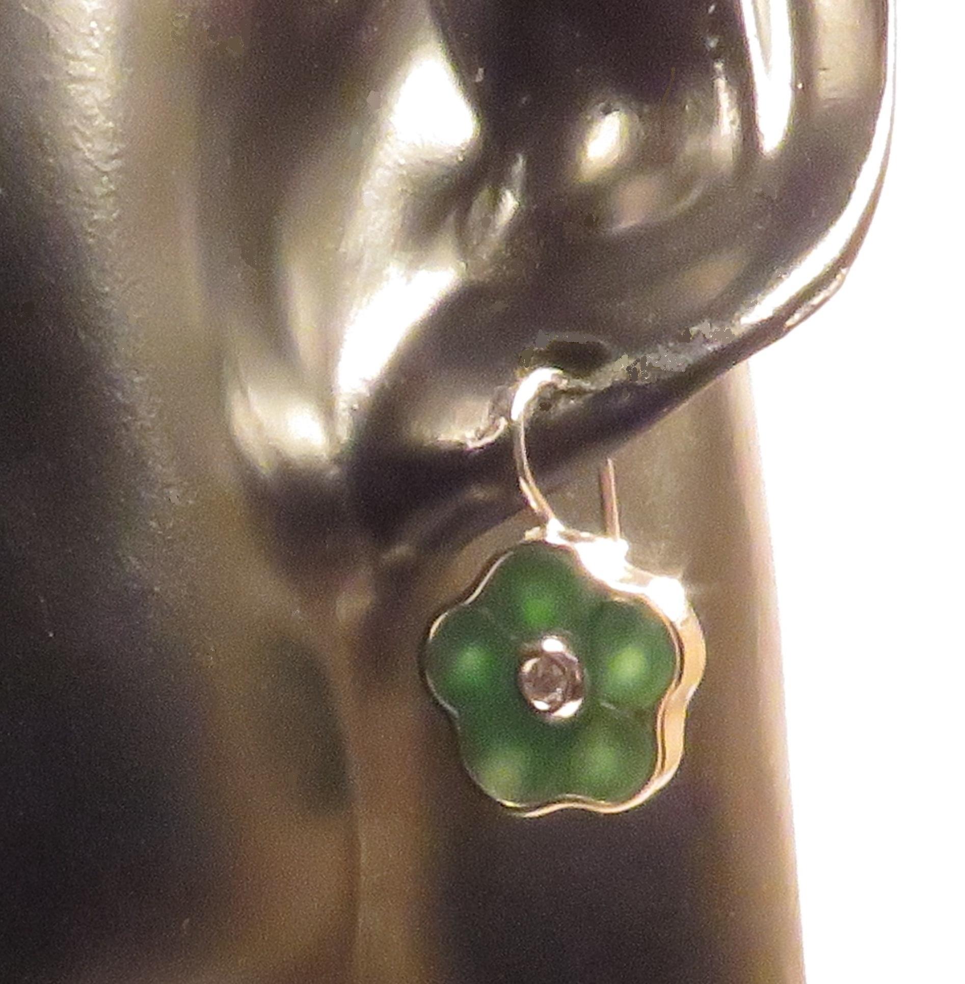 Brilliant Cut Jade Diamonds 18 Karat White Gold Lever-Back Earrings Handcrafted in Italy