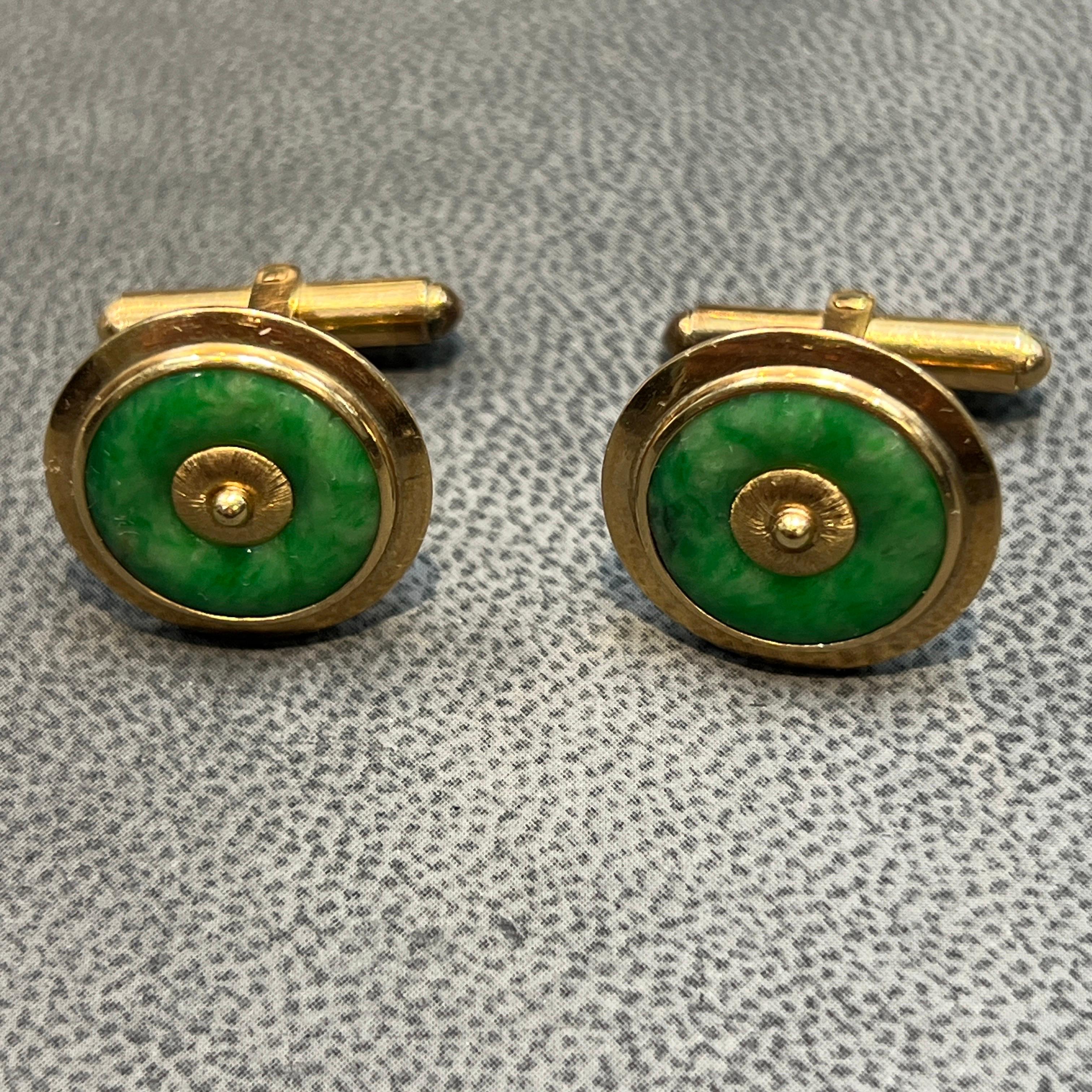 Jade Disc Cufflinks - image 3