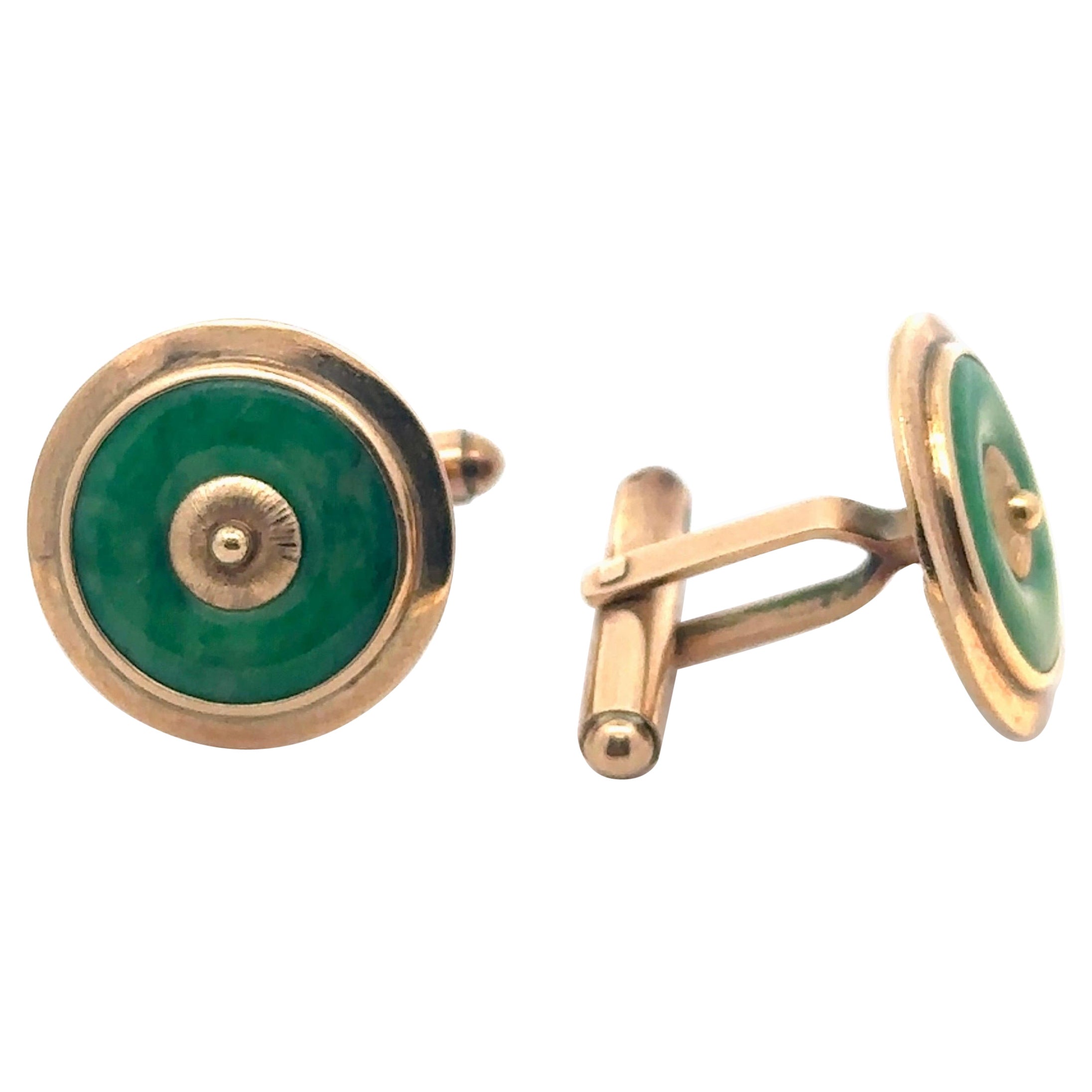 Jade Disc Cufflinks - image 1