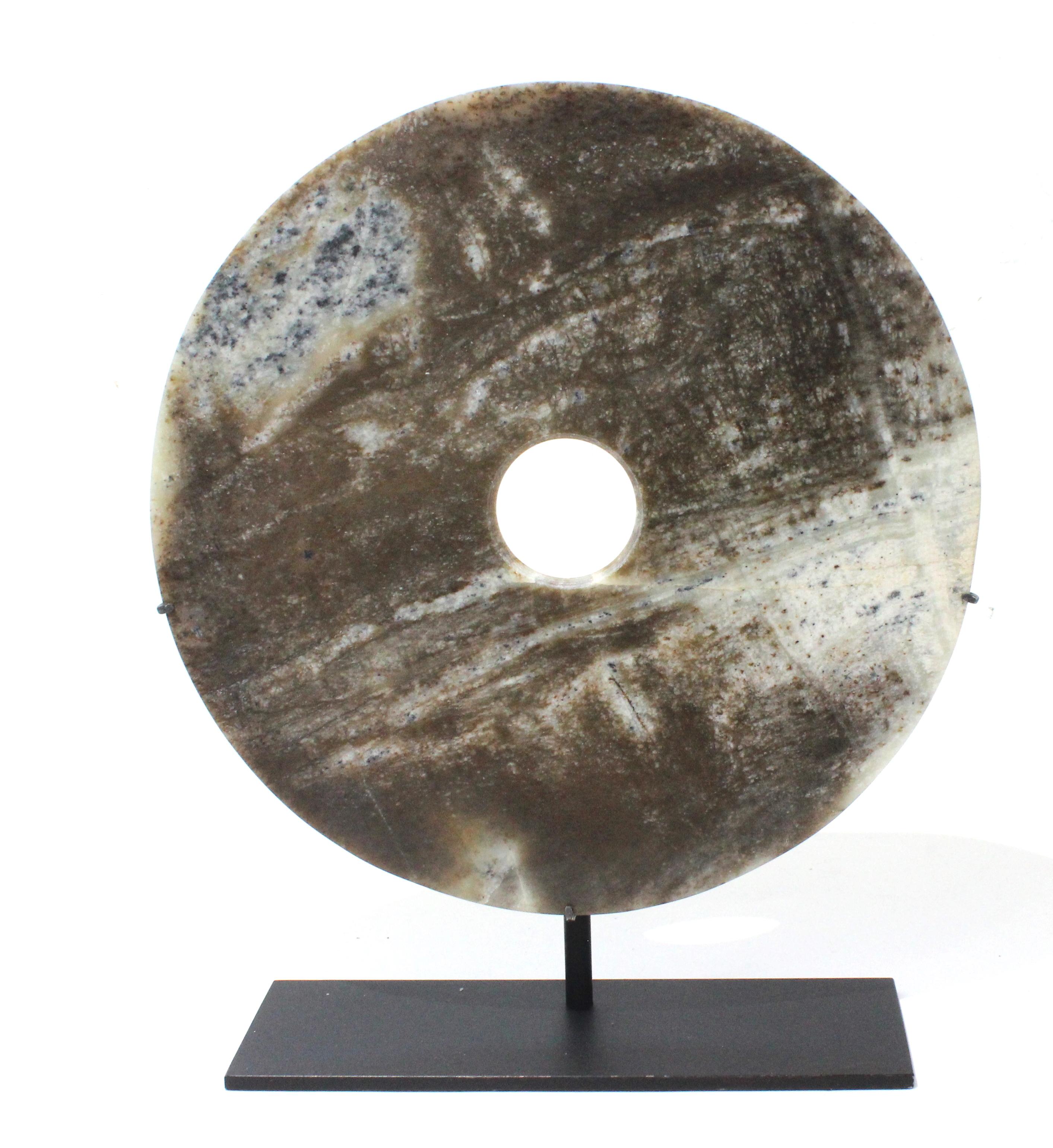 Jade Disc Mounted on Stand For Sale 5