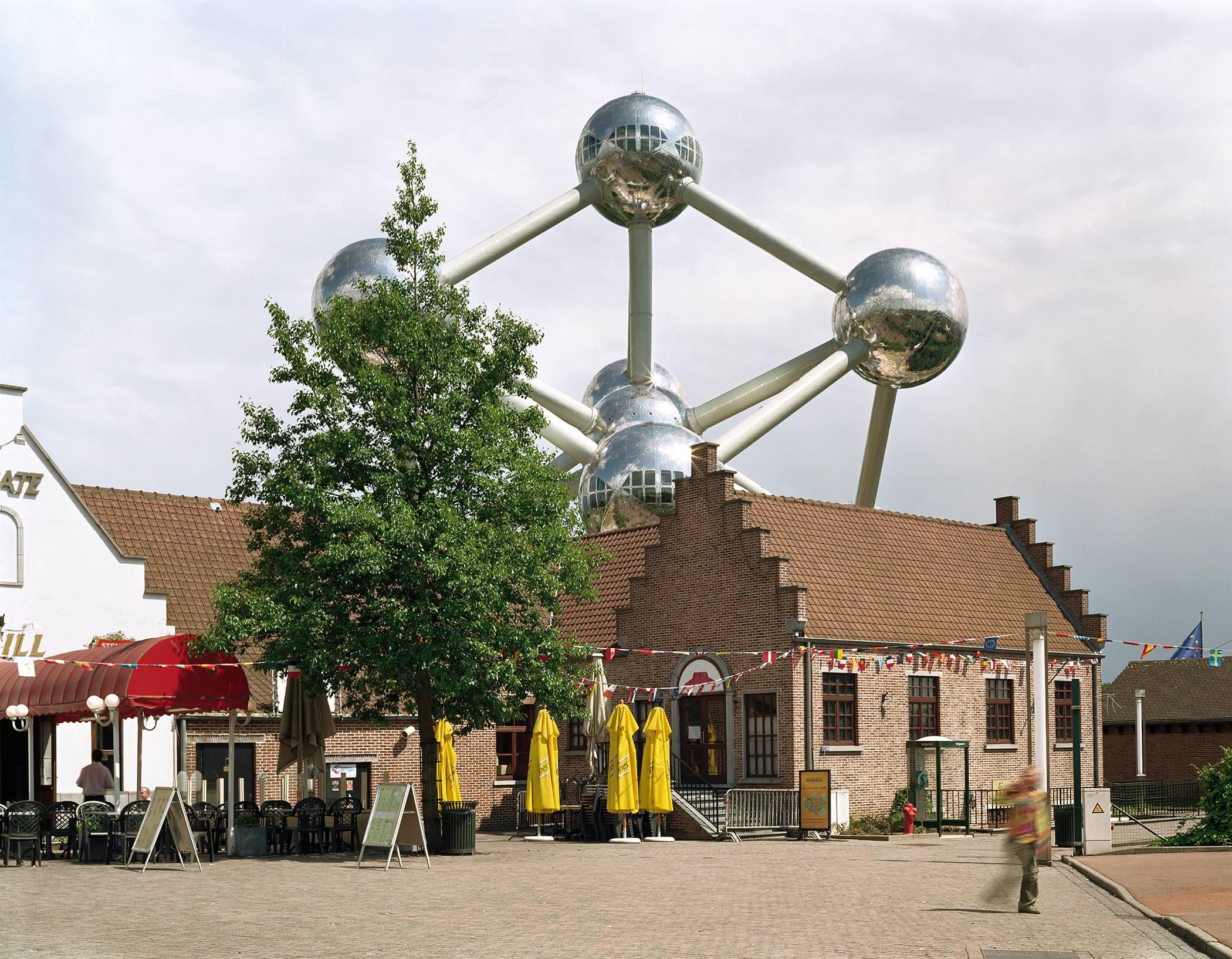 Jade Doskow Color Photograph - Brussels 1958 World's Fair, "A World View: A New Humanism, " Atomium 30"x38"