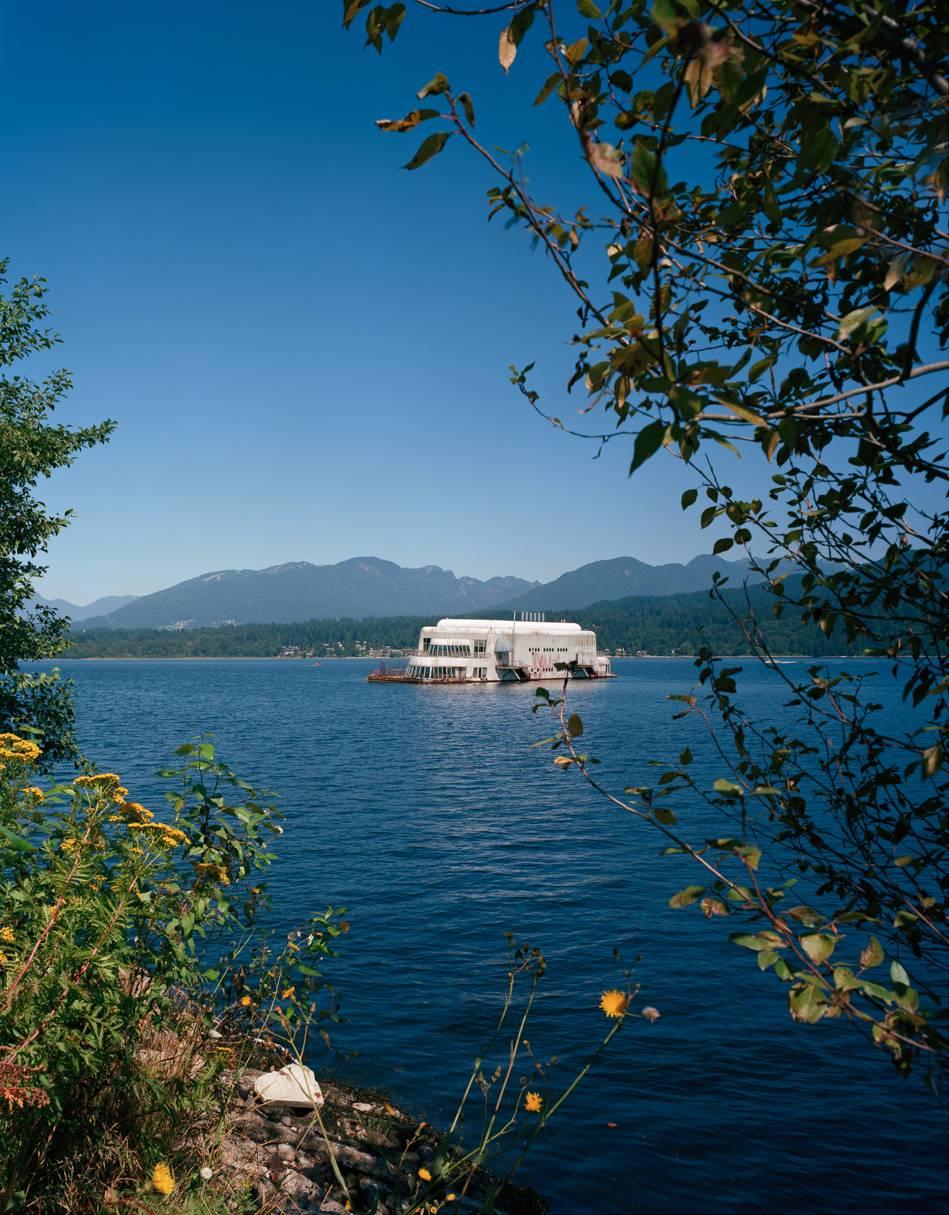 Jade Doskow Landscape Photograph - Vancouver 1986 World’s Fair, McBarge, View 2 with Yellow Flowers 