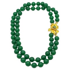 Jade Double Strand Necklace with Vintage Clasp