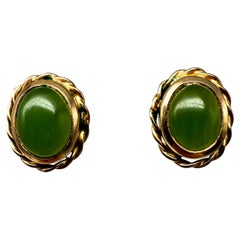 Boucles d'oreilles en jade, or jaune 14k