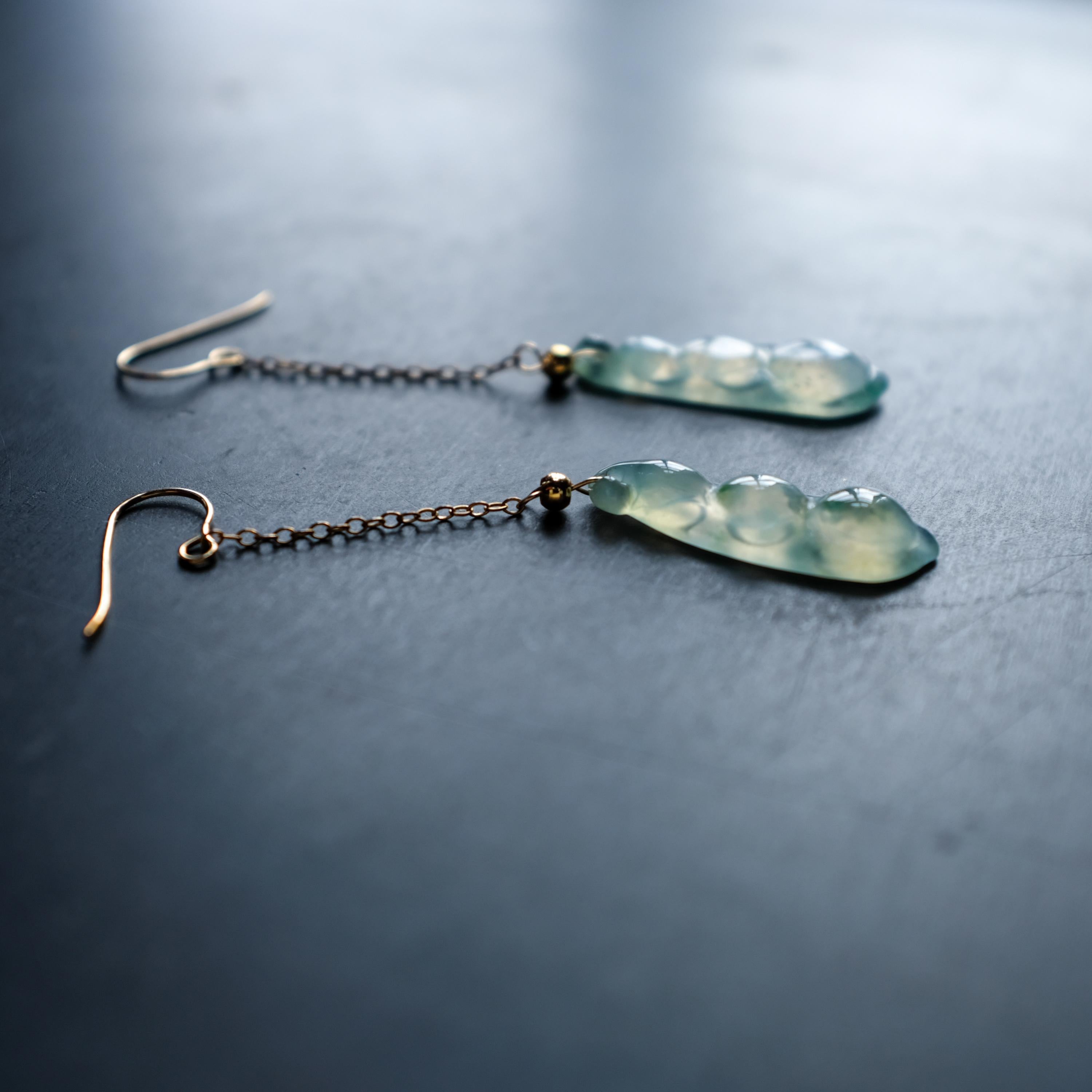 Jade Earrings in Rare Semi-Transparent Bluish-Green 9