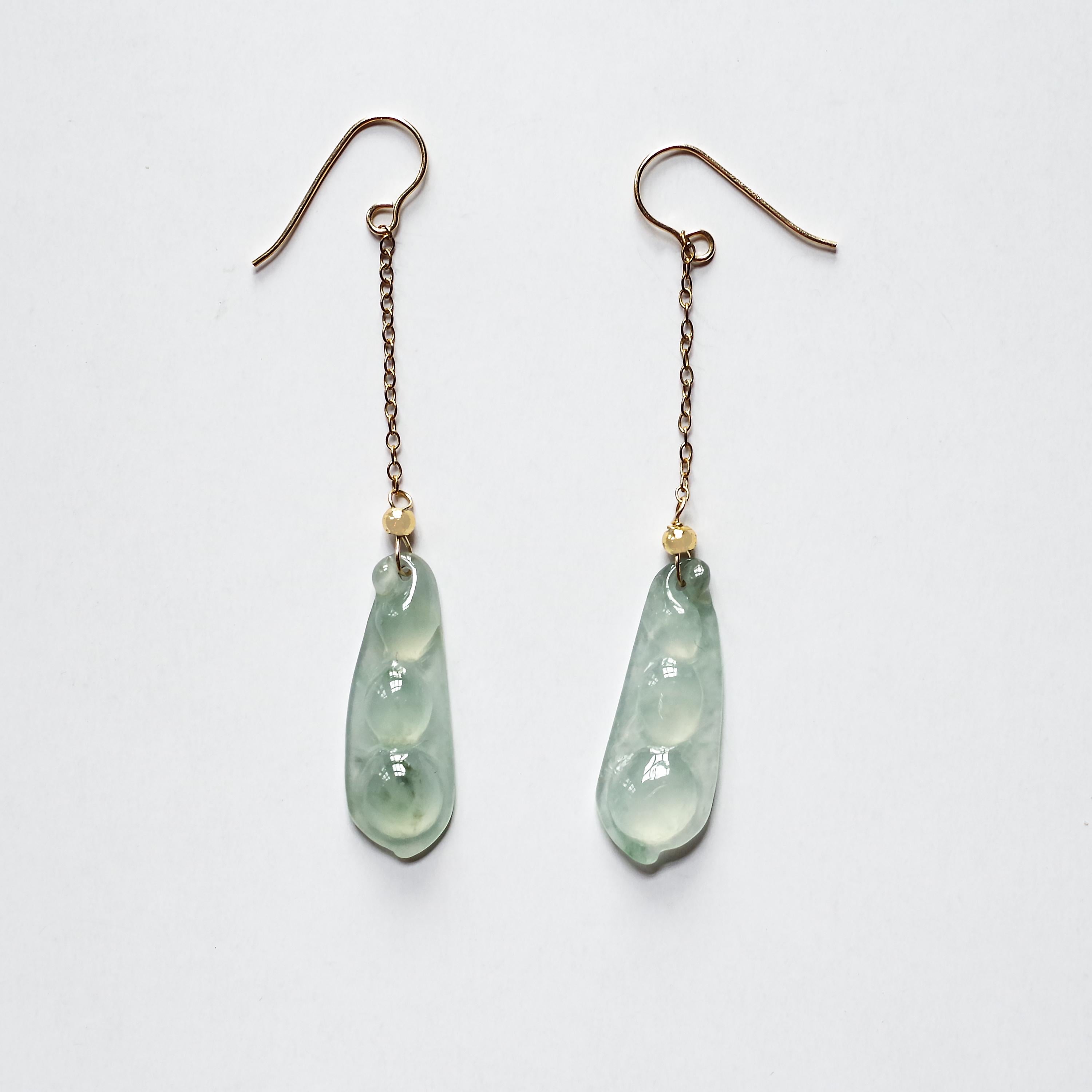 Jade Earrings in Rare Semi-Transparent Bluish-Green 10