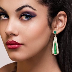 Jade Emerald 18 Karat Gold Diamond Earrings