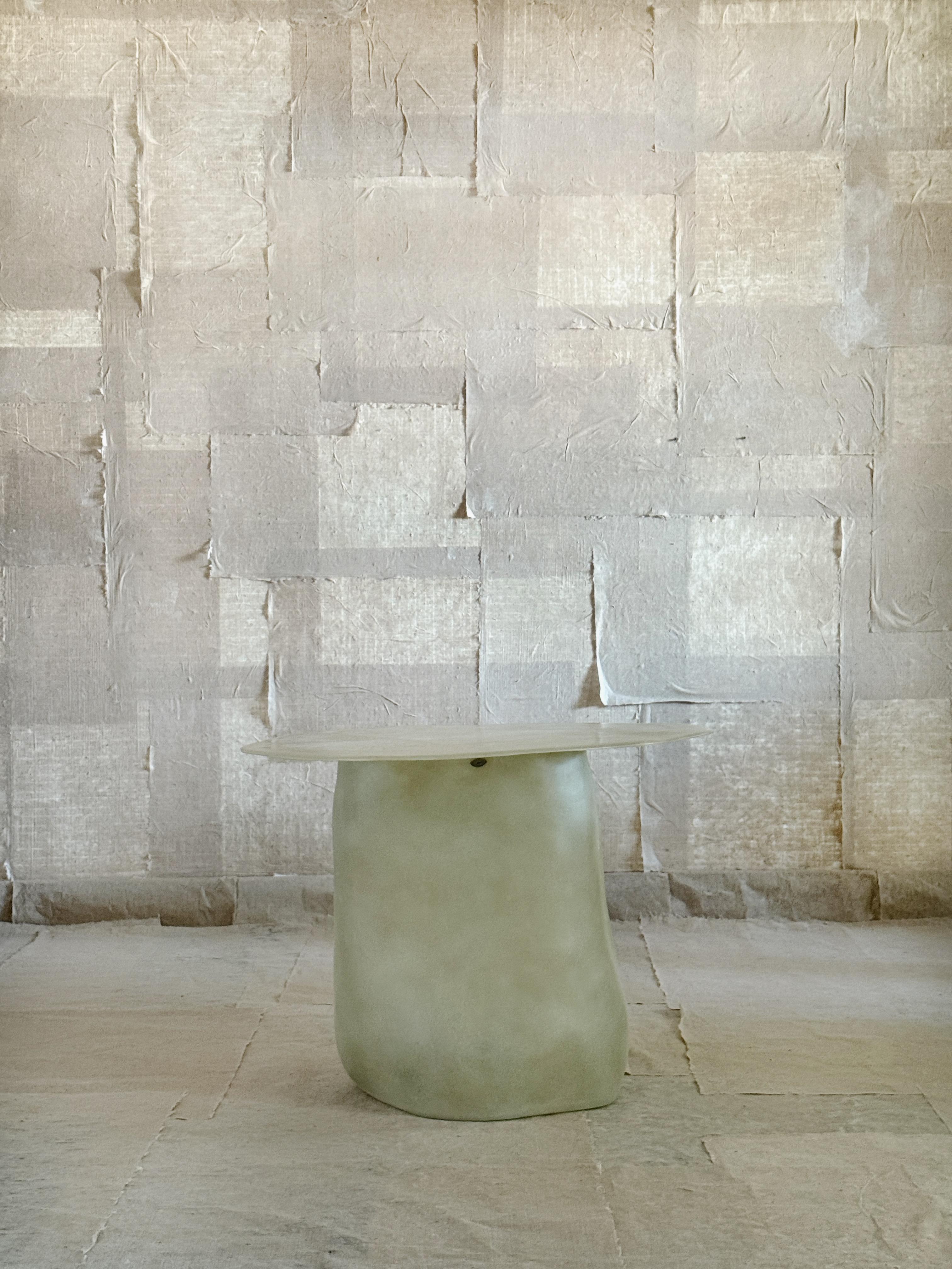 Chinese Jade Formless Fiberglass Round Table by kar For Sale