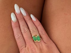 Jade Frog Diamond Ring 18K Yellow Gold