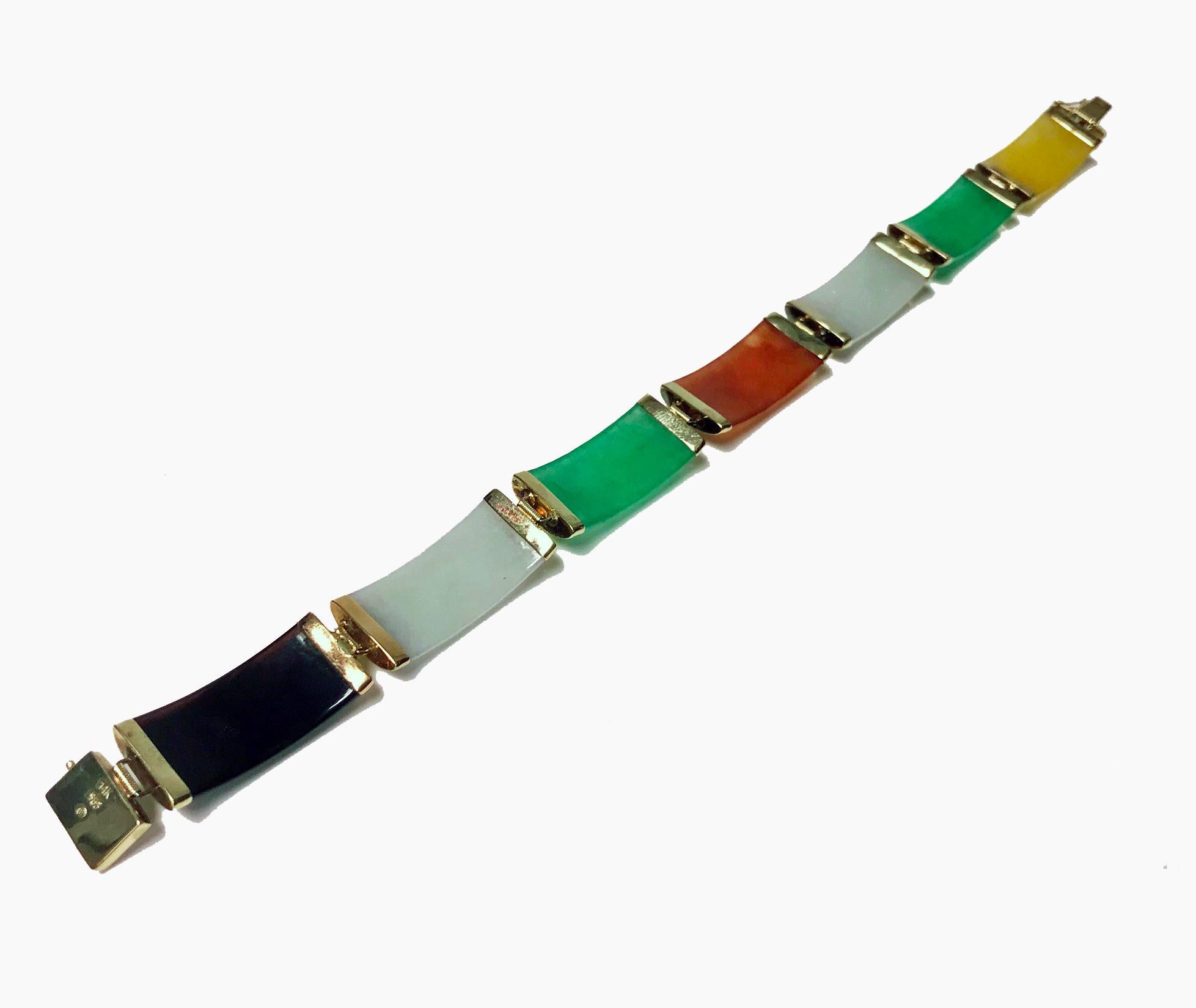 Cabochon Jade Gold Bracelet, 20th Century