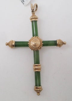 Jade Gold Cross Pendant