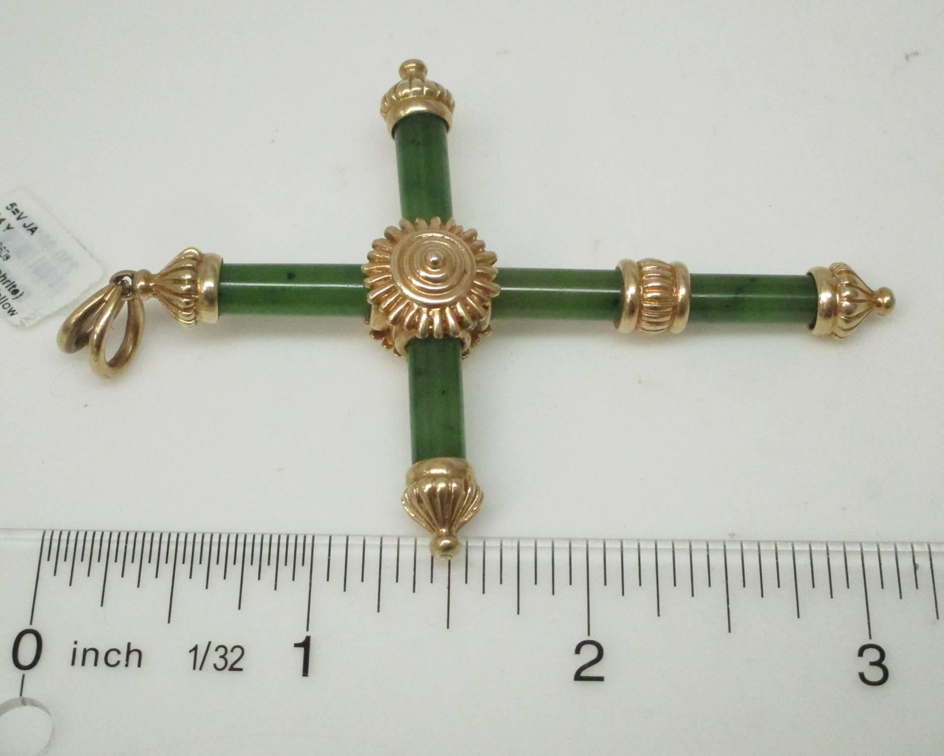 Men's Jade Gold Cross Pendant