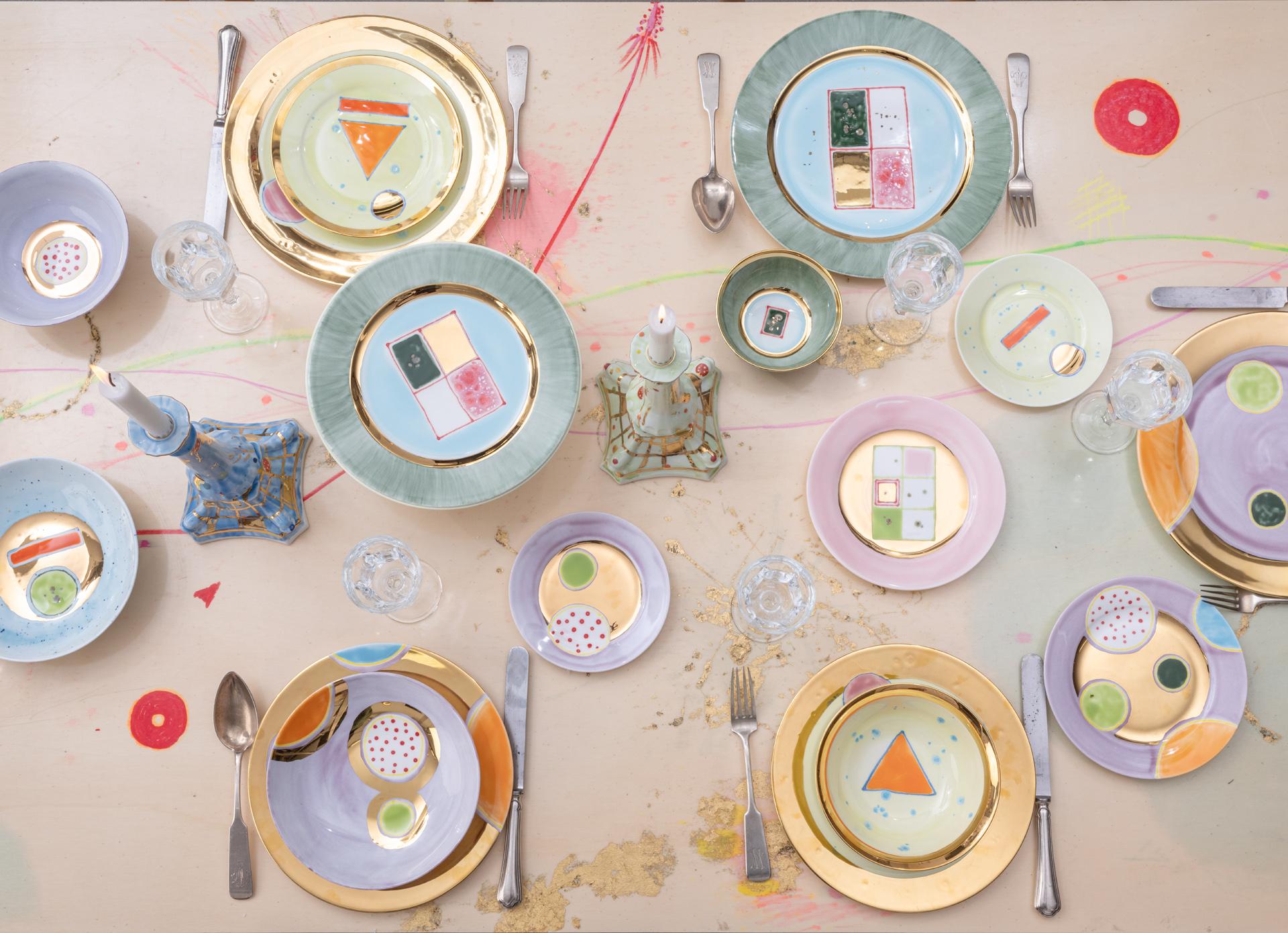 italien Jade Gold Dinner Rim Plate en vente