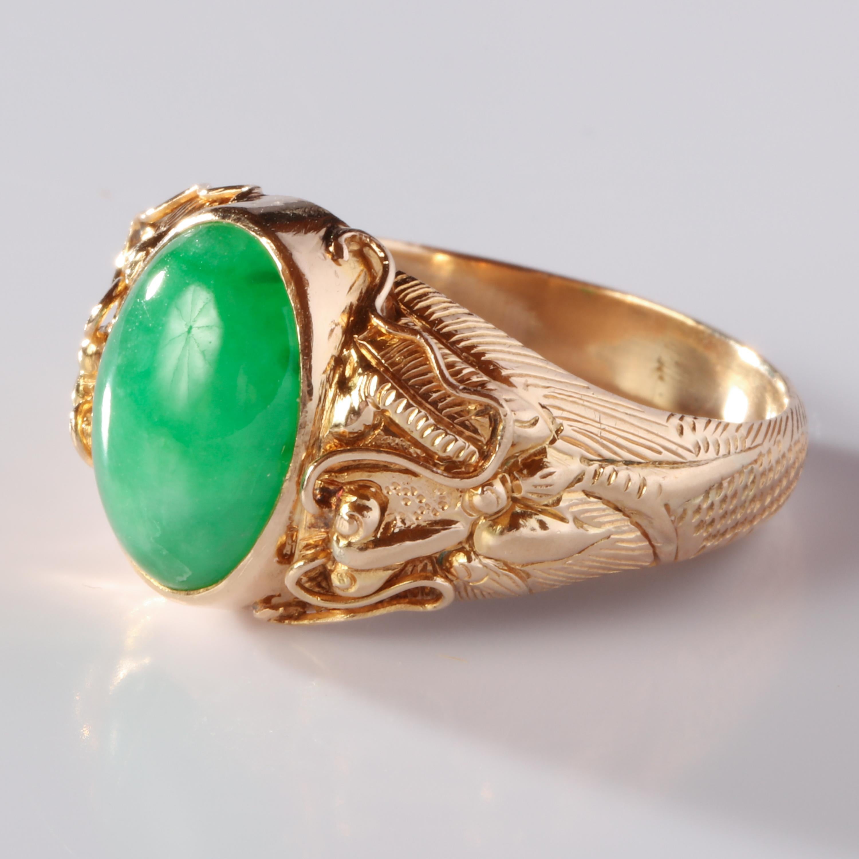 Women's or Men's Jade and Gold Ring Certified Natural and Untreated