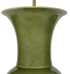 Jade Green Chinese Porcelain mid 20th Century Baluster Table Lamp