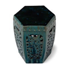 Jade Green Glazed Blossom Garden Stool