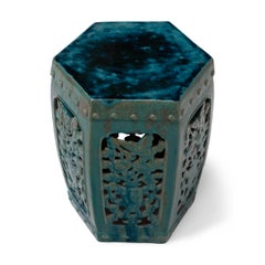 Jade Green Glazed Blossom Garden Stool
