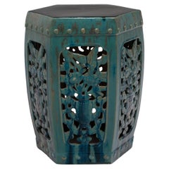 Jade Green Glazed Blossom Garden Stool
