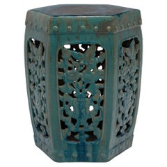 Jade Green Glazed Blossom Garden Stool