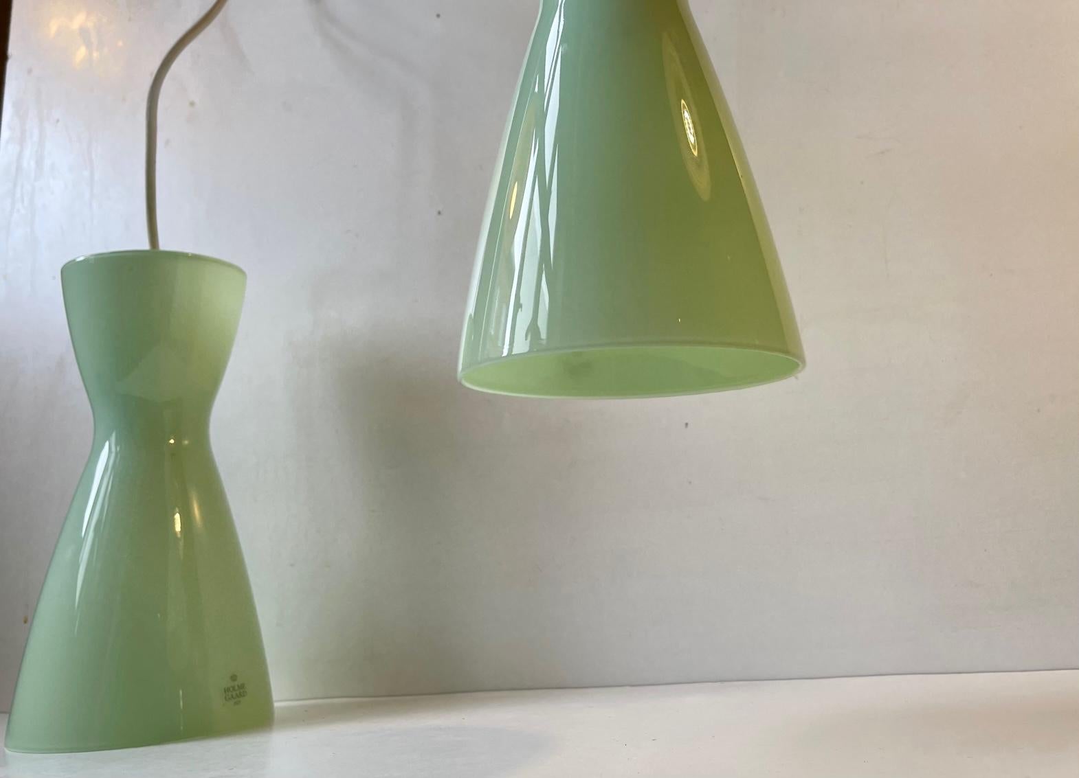 Late 20th Century Jade Green Holmegaard Glass Pendant Lamps by Peter Svarrer