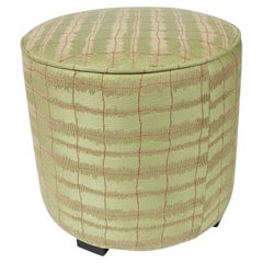 Jade Green Round Moroccan Art Deco Upholstered Stool