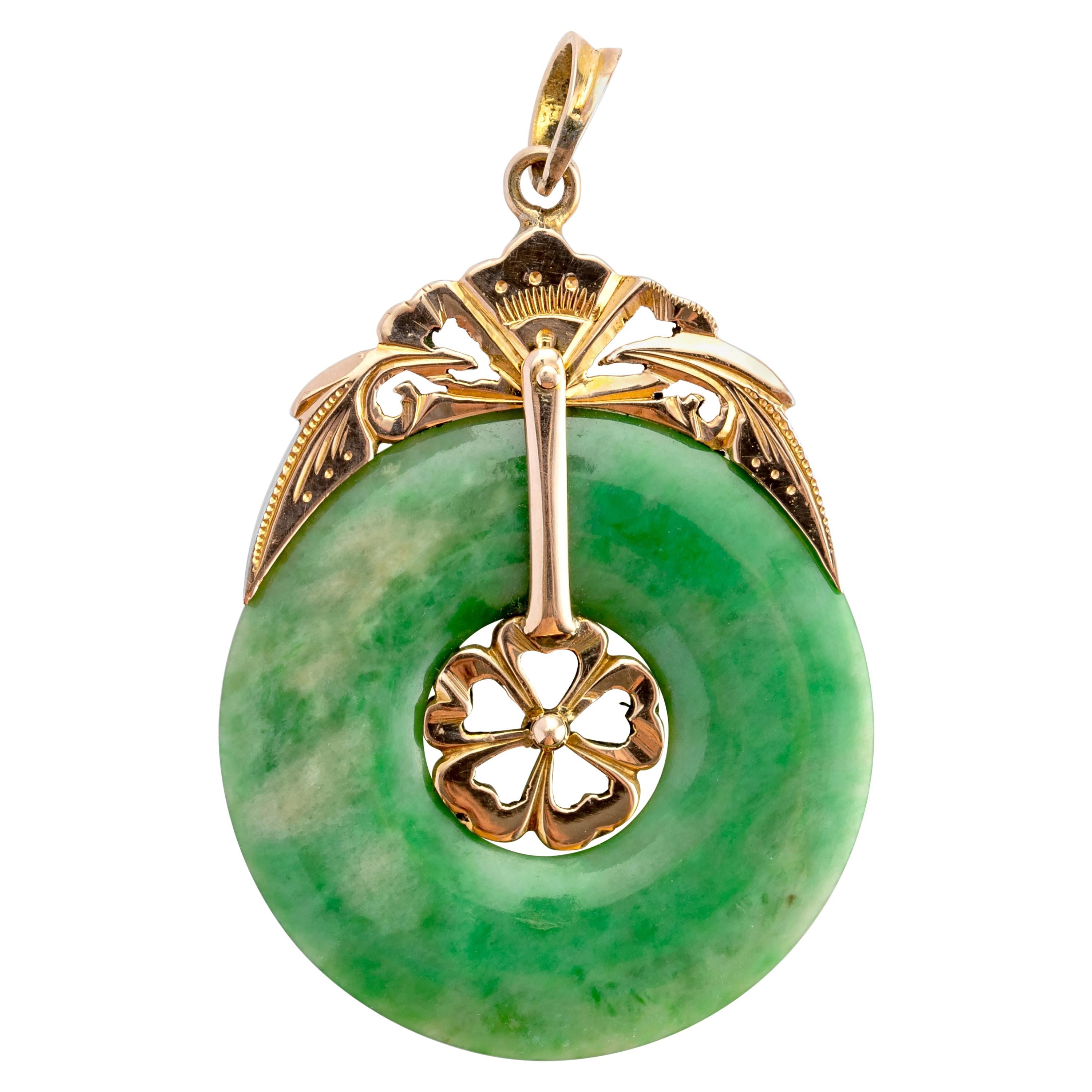 Jade Hololith Victorian Pendant Certified Untreated For Sale