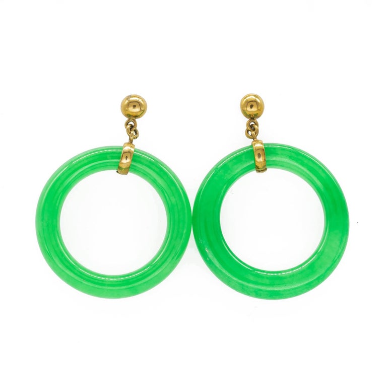 Jade Hoop Earrings at 1stDibs