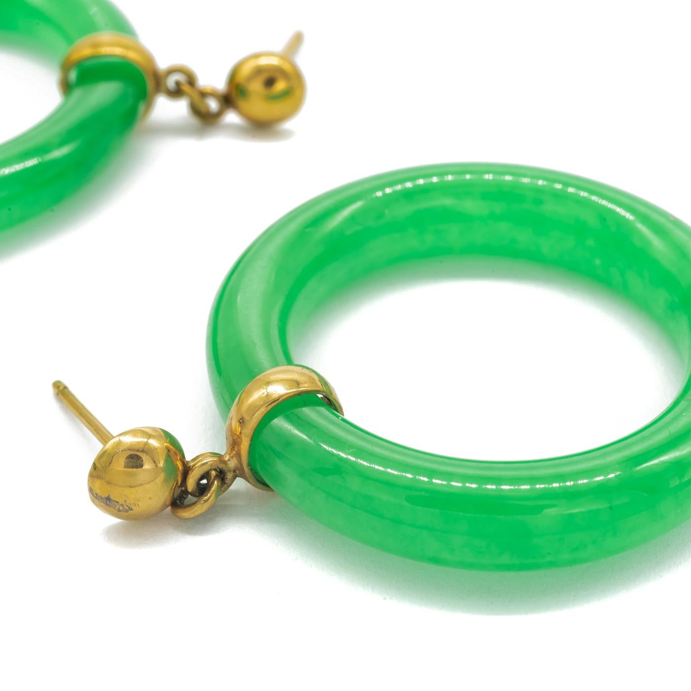 small jade hoop earrings