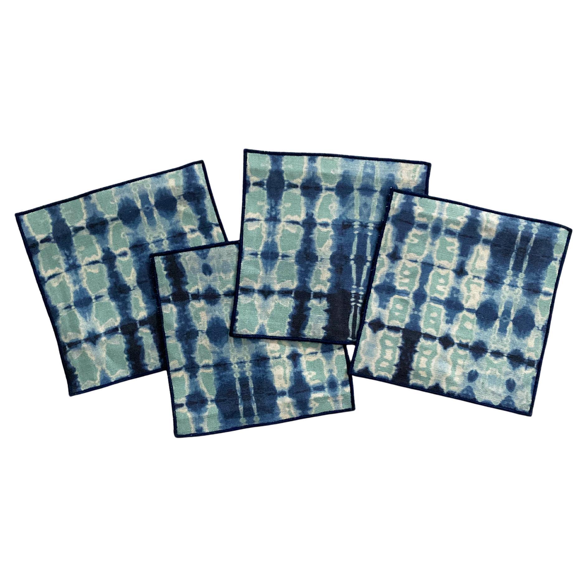 Jade & Indigo Ripple Cocktail Napkins, Set of Four