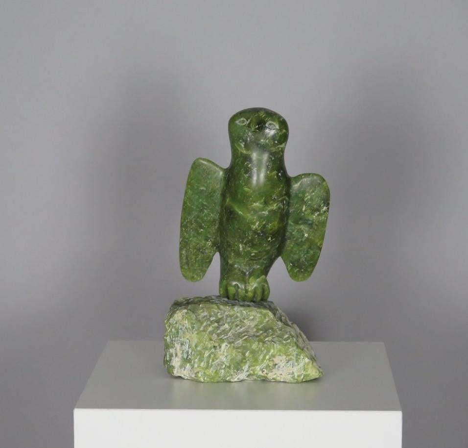Canadian Jade Inuit Owl Sculpture