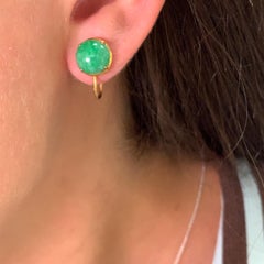 Jade jadeite green antique earrings yellow gold