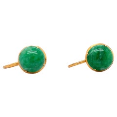 Jade Jadeit grün antike Ohrringe Gelbgold