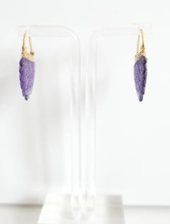 Jade Jagger Carved Amethyst Feather Earrings 18k Yellow Gold