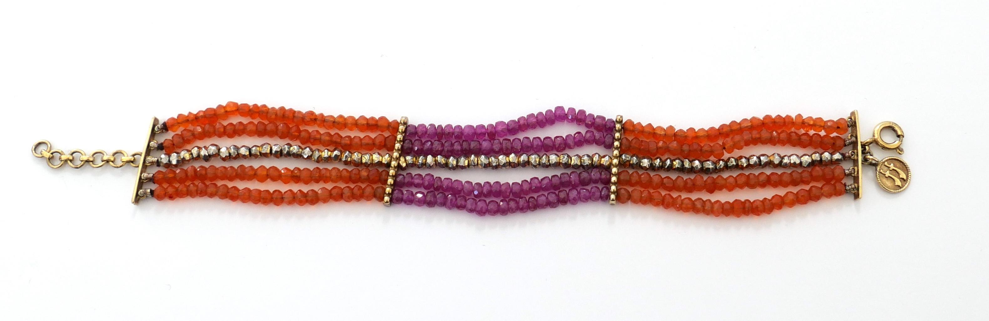 Jade Jagger Bracciale vintage con zaffiri rossi e arancioni In condizioni ottime in vendita a London, GB