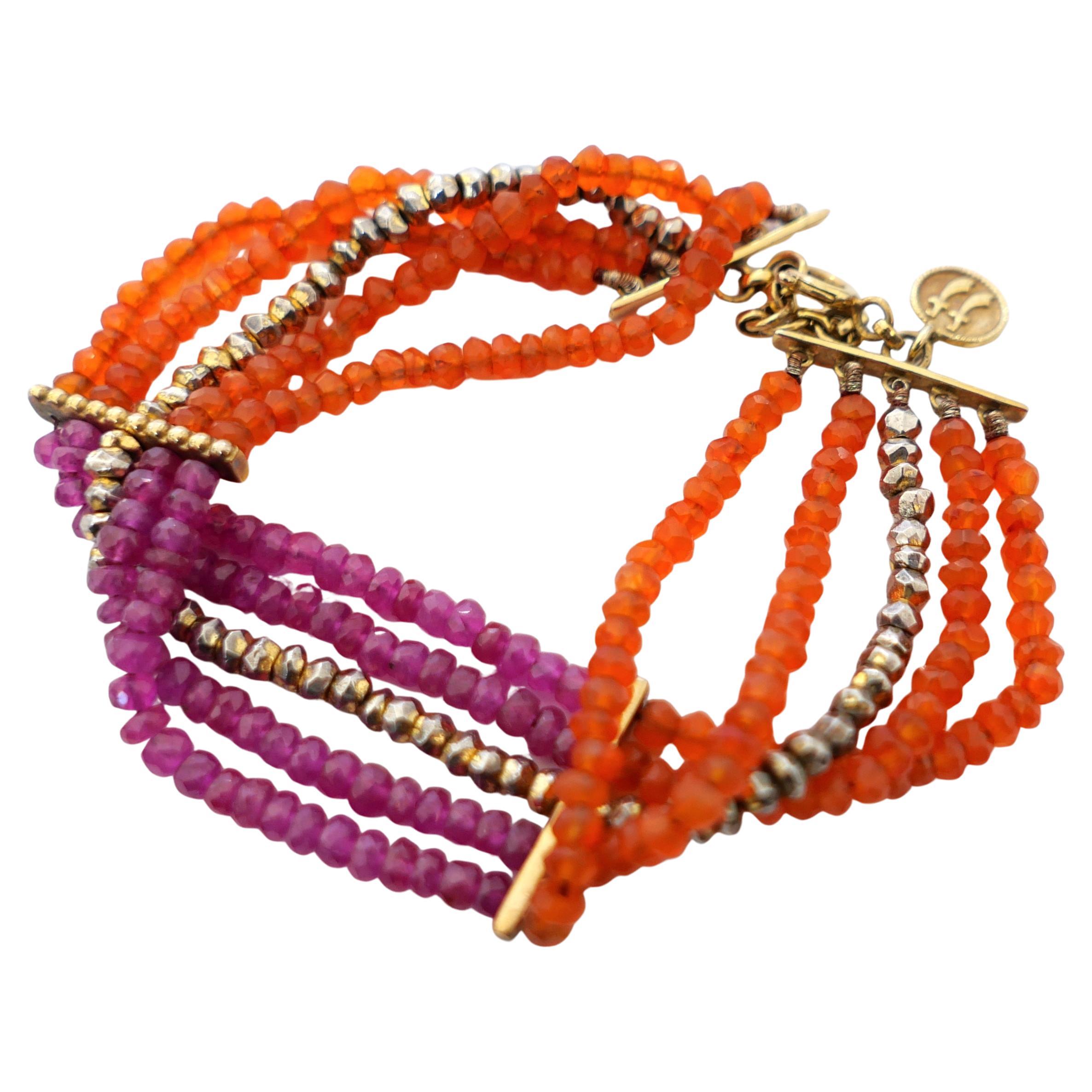 Jade Jagger Bracciale vintage con zaffiri rossi e arancioni in vendita