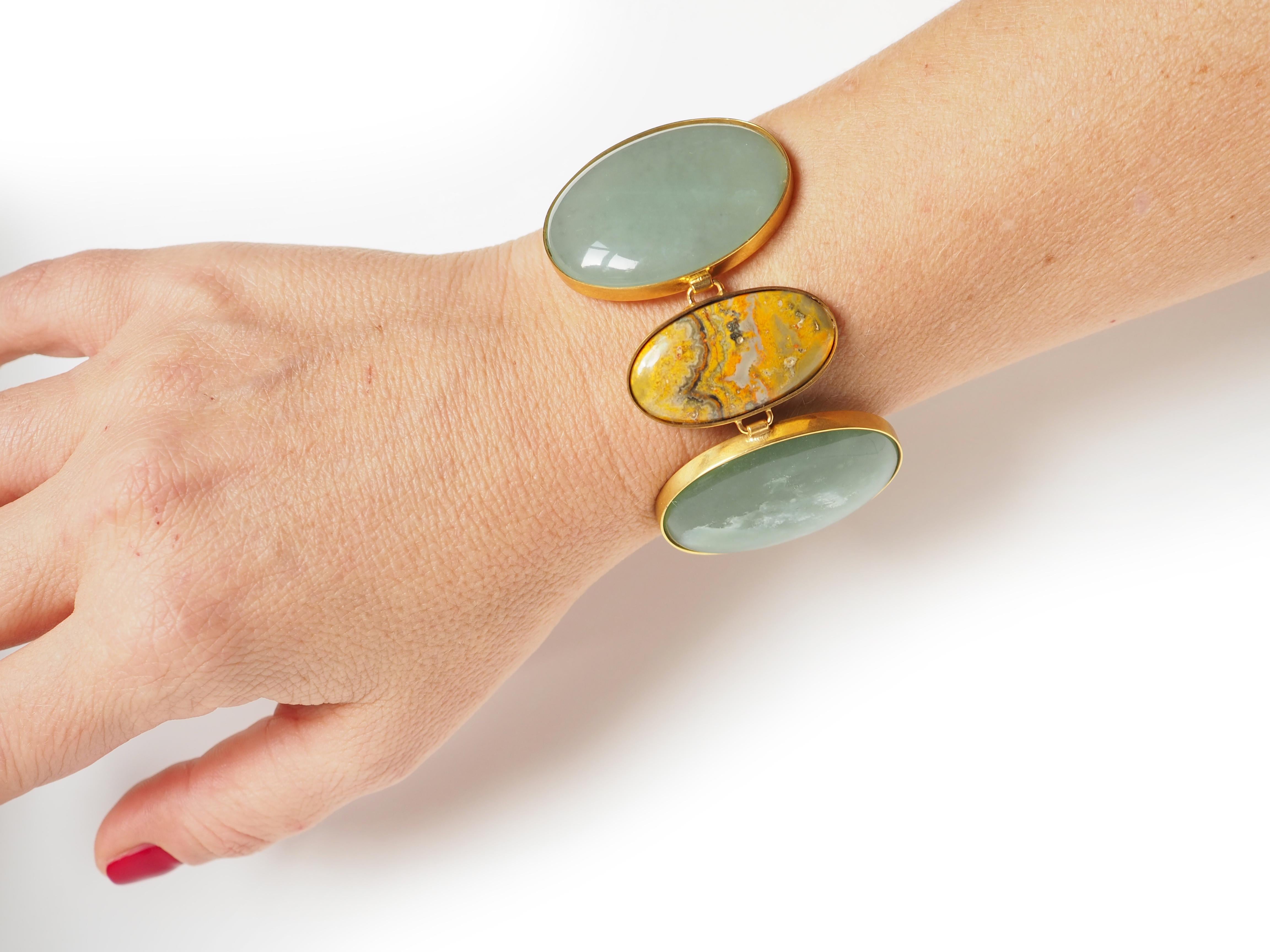Bracelet en jade et bronze de jaspe Unisexe en vente